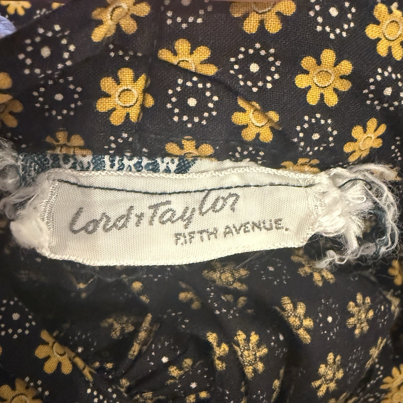Vintage Lord and Taylor Apron Dress Black Yellow Retro 50s 40s Rockabilly Sz XS