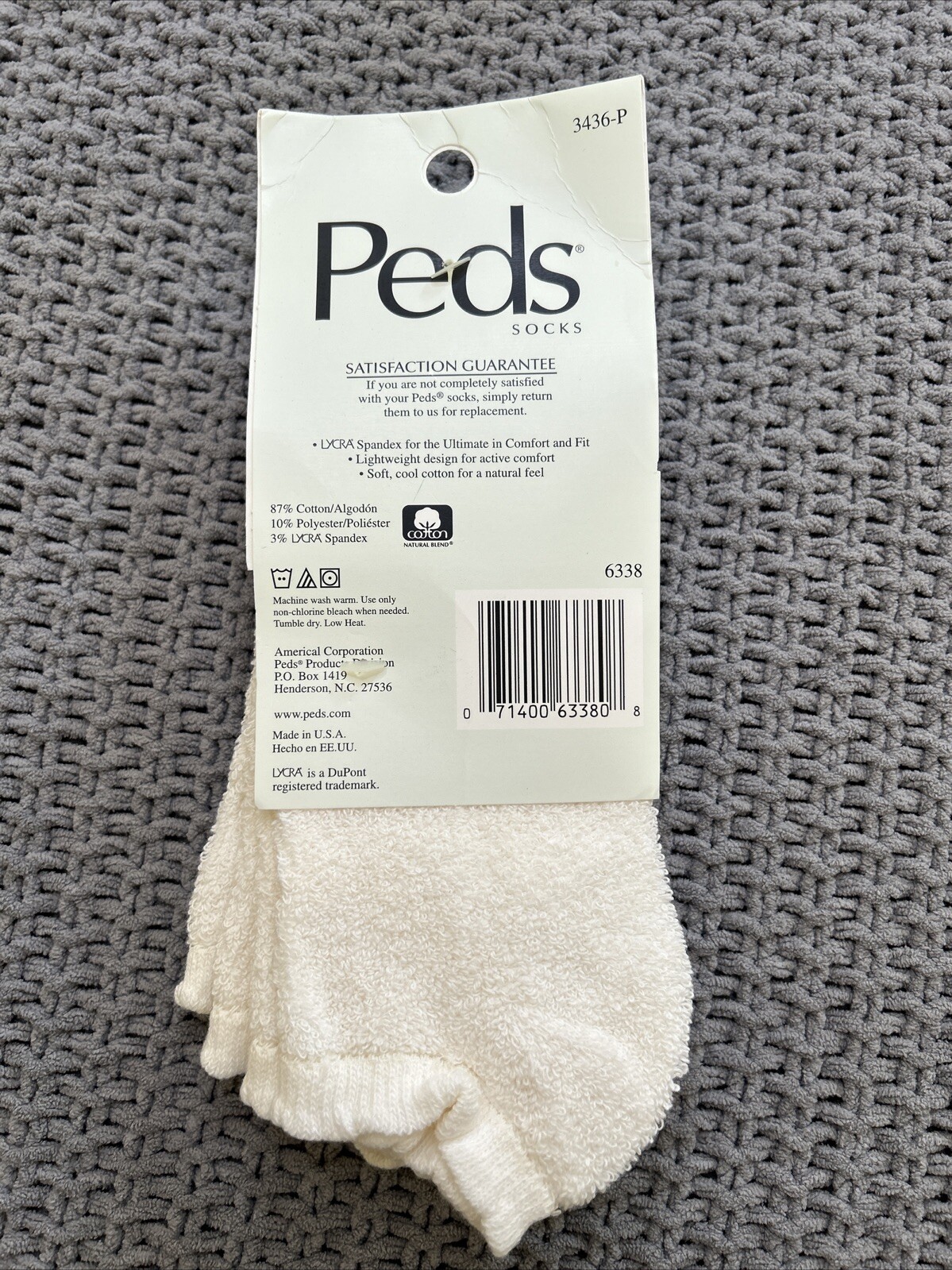 VTG Socks Women’s 2 Pack Peds Low Cut Ankle White Cotton Polyester Spandex USA