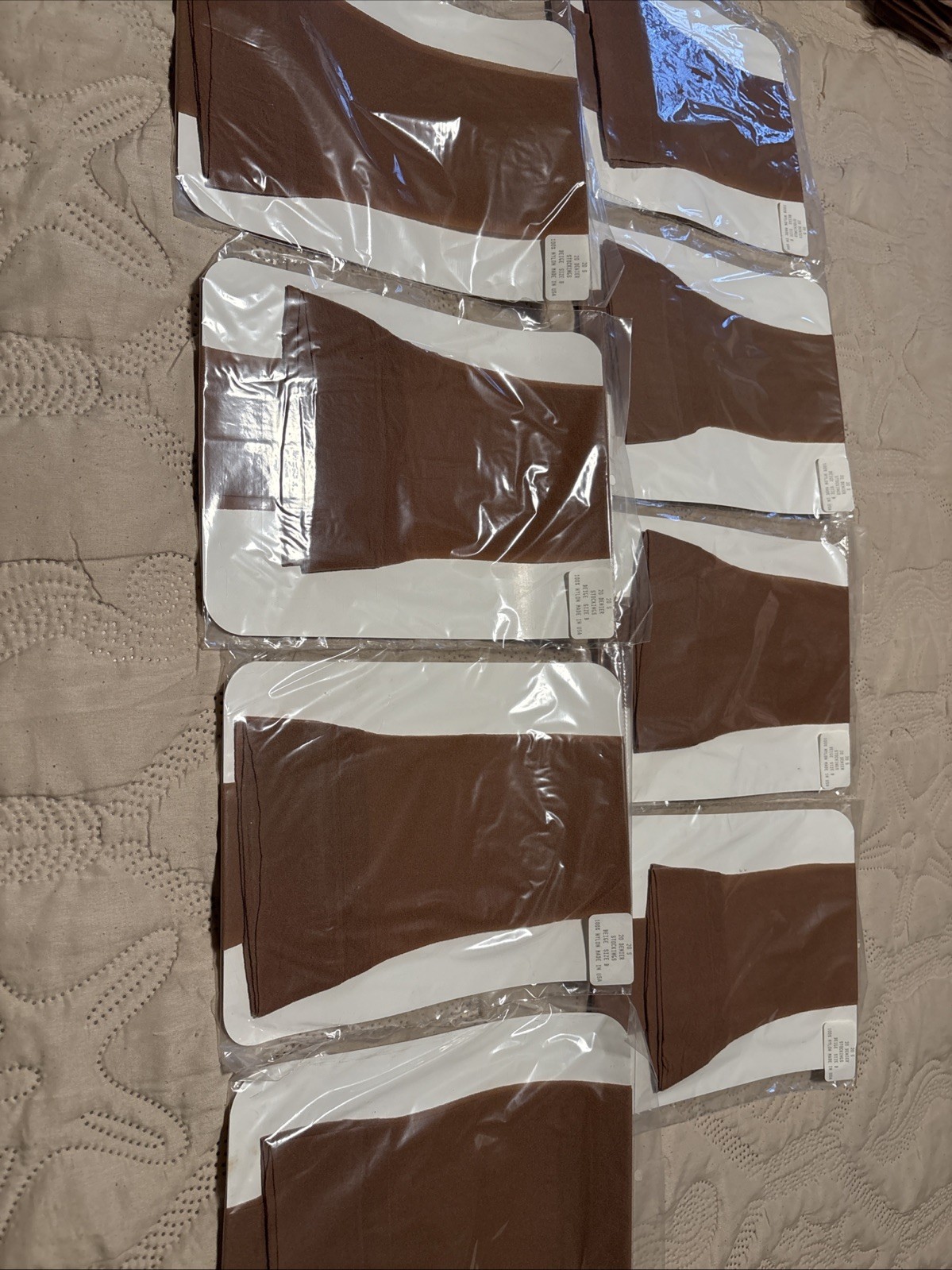 VTG Stockings 20 S20 Denier Beige Size B 100% Nylon USA 8 Pairs