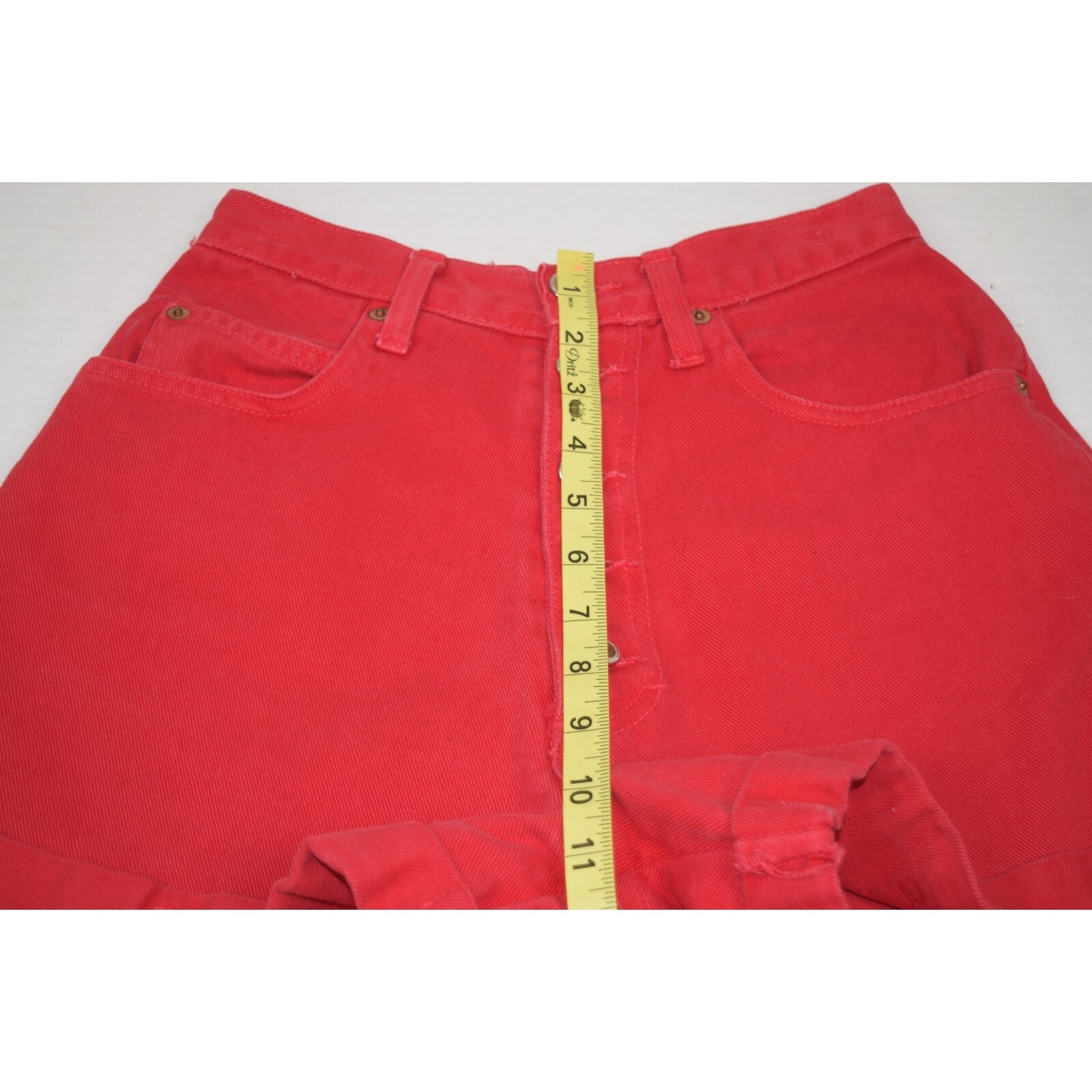 Vintage Jean Shorts LEI Size 3 90s Red Button Fly High Waist Made USA