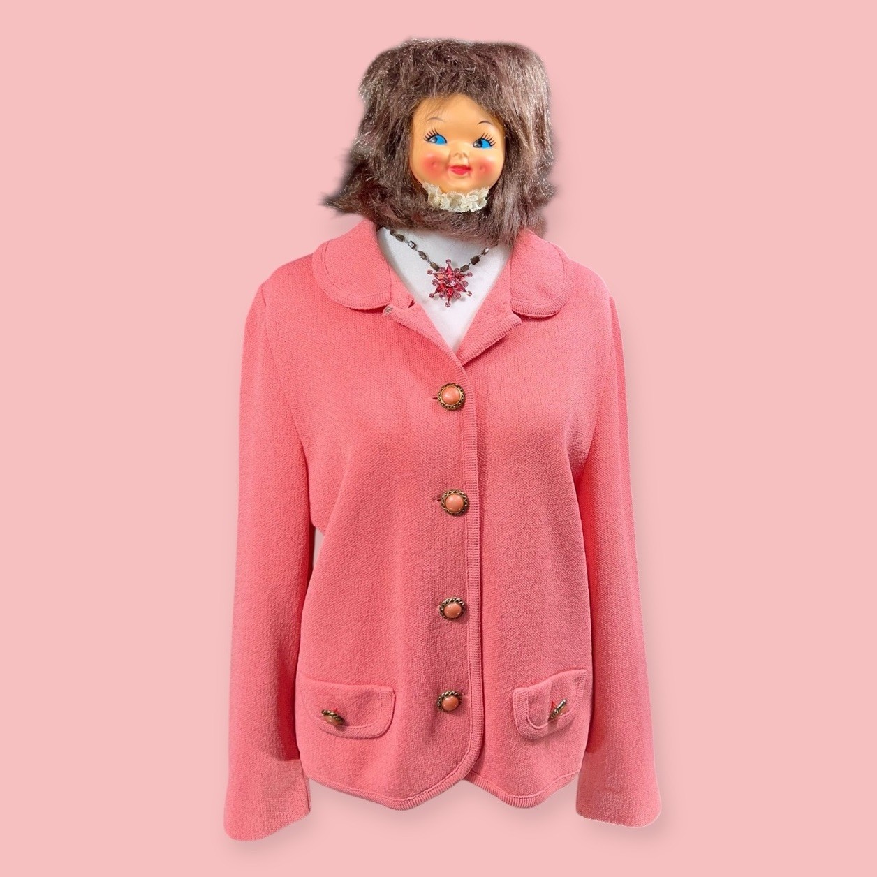 VINTAGE CASTLEBERRY KNIT JACKET BLAZER MOD PREPPY GLAM POWER SUIT CARDIGAN USA M