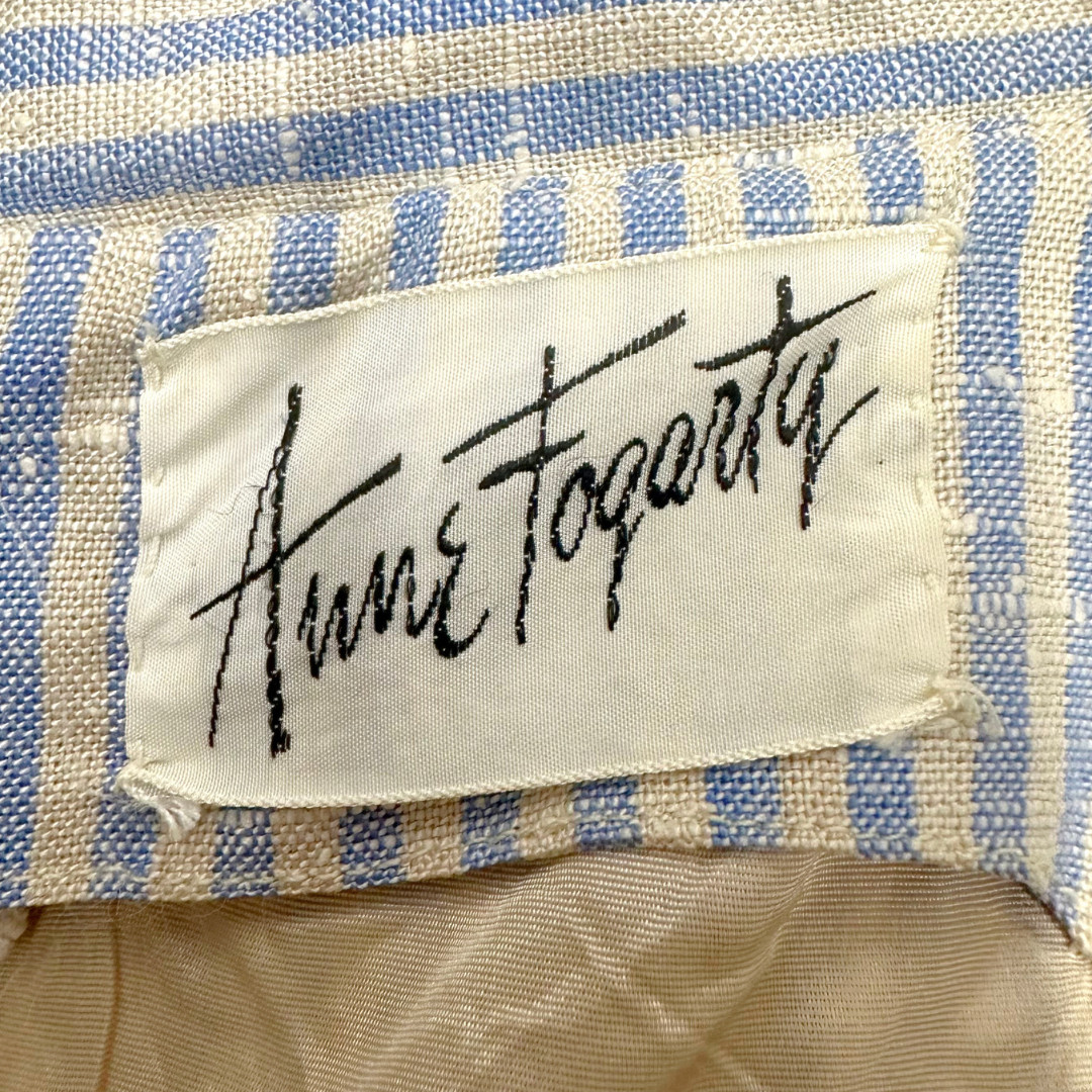 Vintage 1960s Anne Fogarty Blue Striped Wiggle Dress