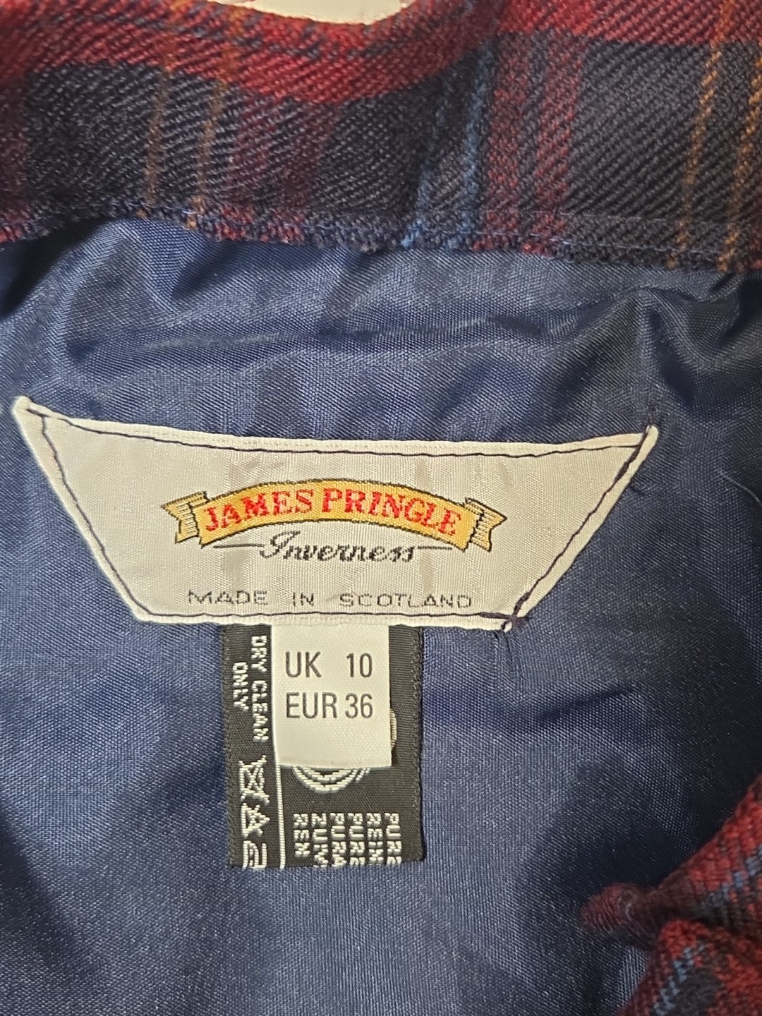 Vtg James Pringle Inverness Scotland Women’s Skirt Red Black Plaid Pleated UK 10