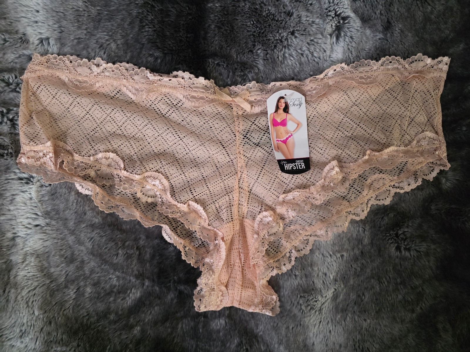 Smart & Sexy Beige Lace Cheeky Hipster Panty Size XXL (9) New!