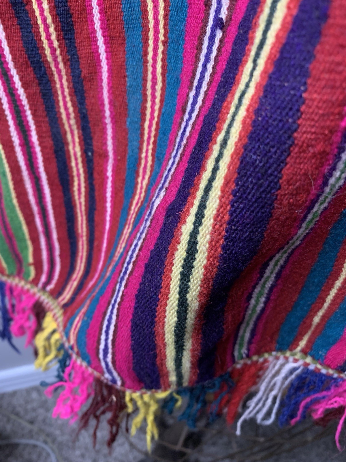 Vintage Poncho Hand Woven Bolivian Wool Poncho Rare