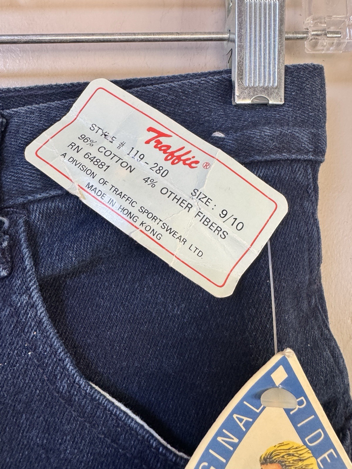 NWT 1980s VTG TRAFFIC Cutout Ladder Strap Rock Band Chick Dark Blue Jeans 9/10