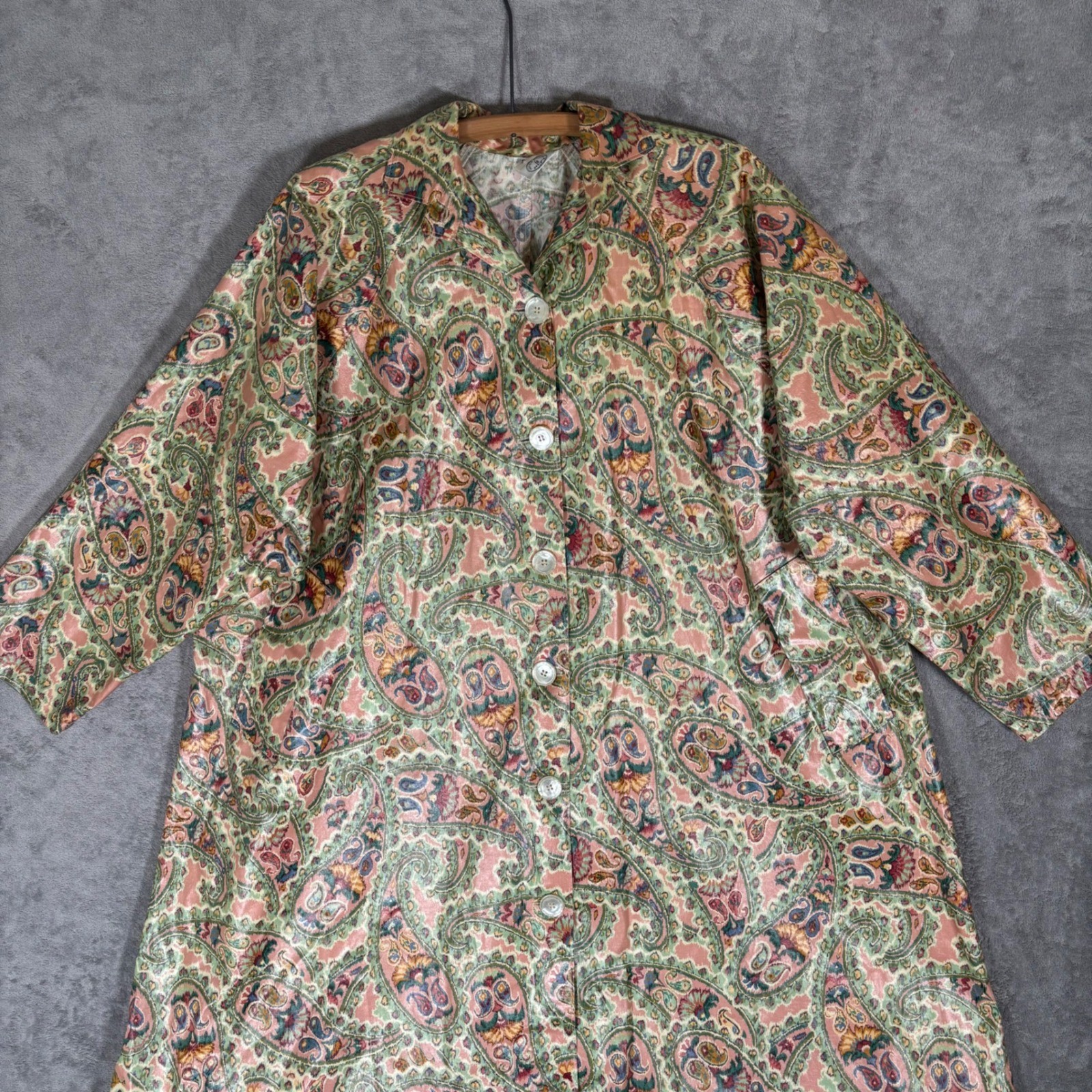 Vintage Nordic House Designs NYC Paisley Urethane Coated Cotton Raincoat S 90s