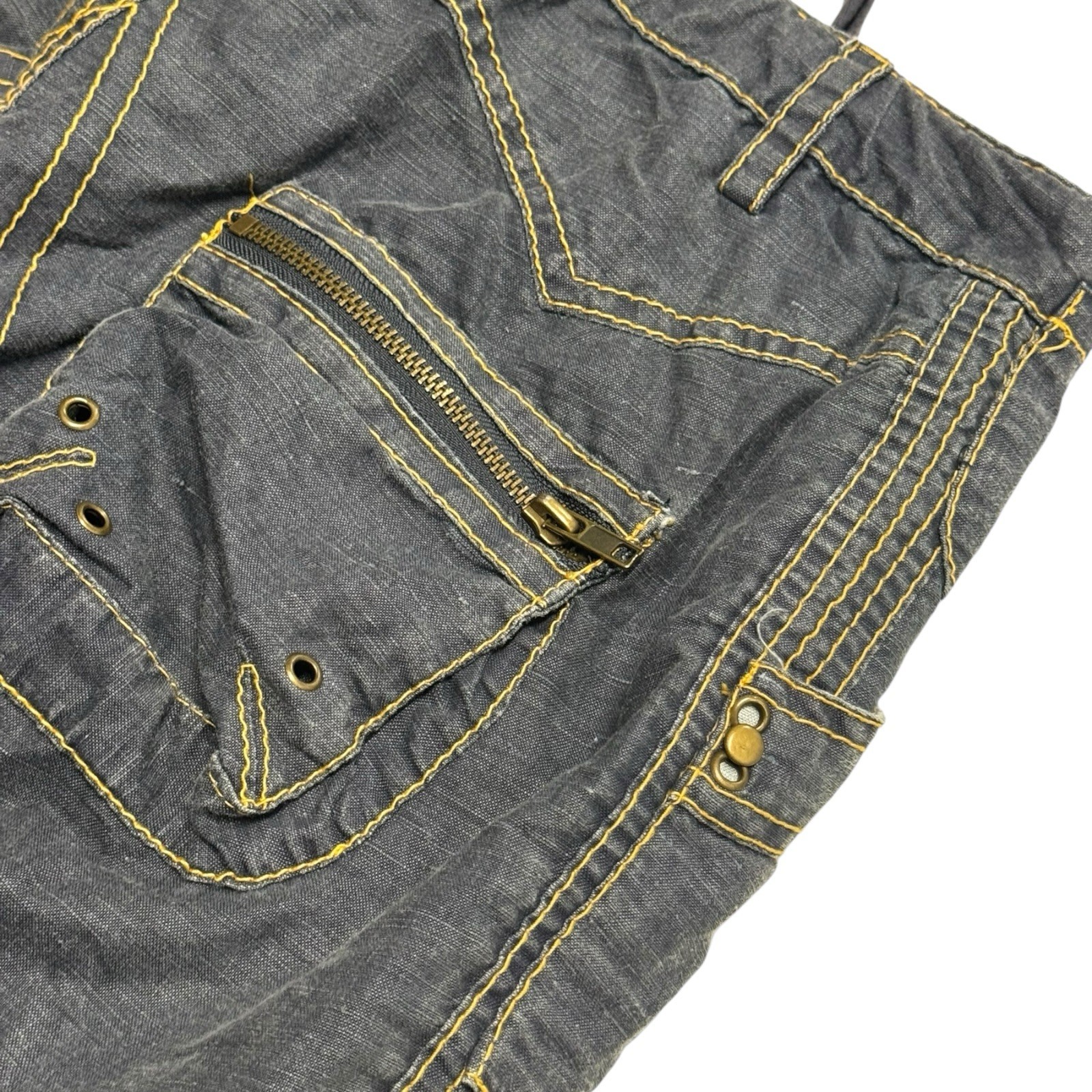 VTG Y2K Sugar Lips Women’s Blue S Cargo Drawstring Zipper Straps Parachute Pant