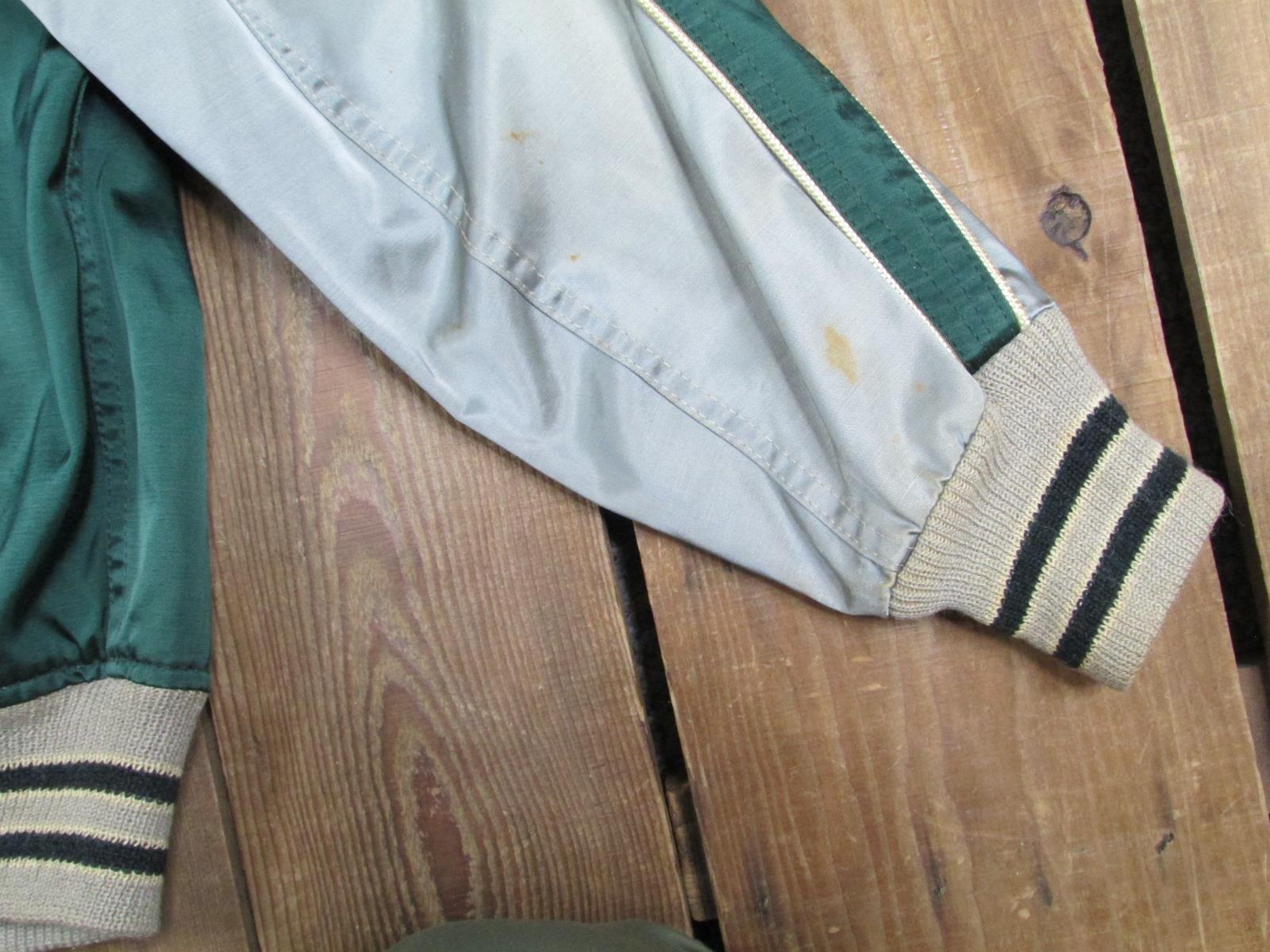 Vintage 1950s Butwin Satin Athletic Jacket Green/Silver Newmanstown H.S. PA.