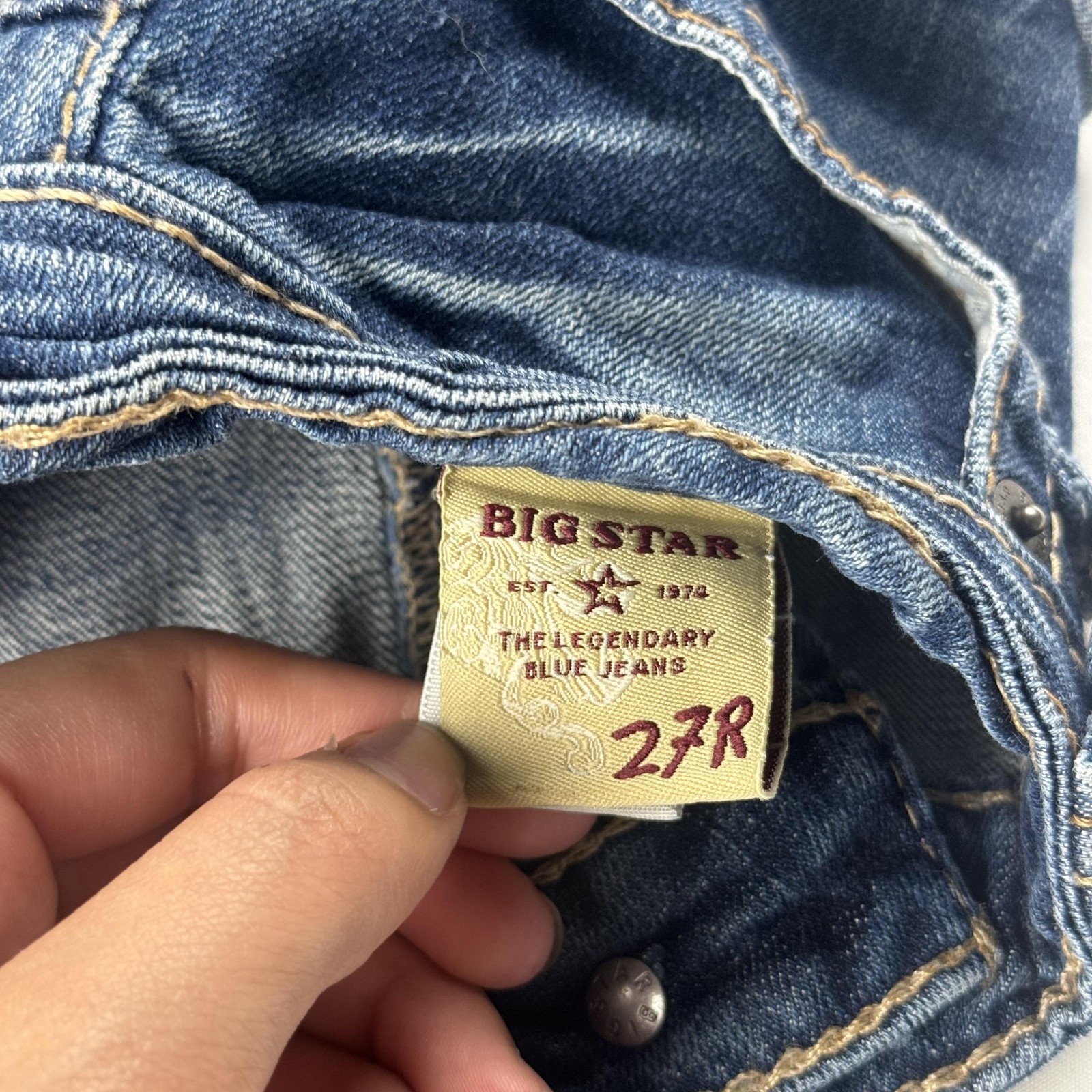 Big Star Denim Shorts Womens 27 Blue Rolled Cuff Embroidered Pockets Casual