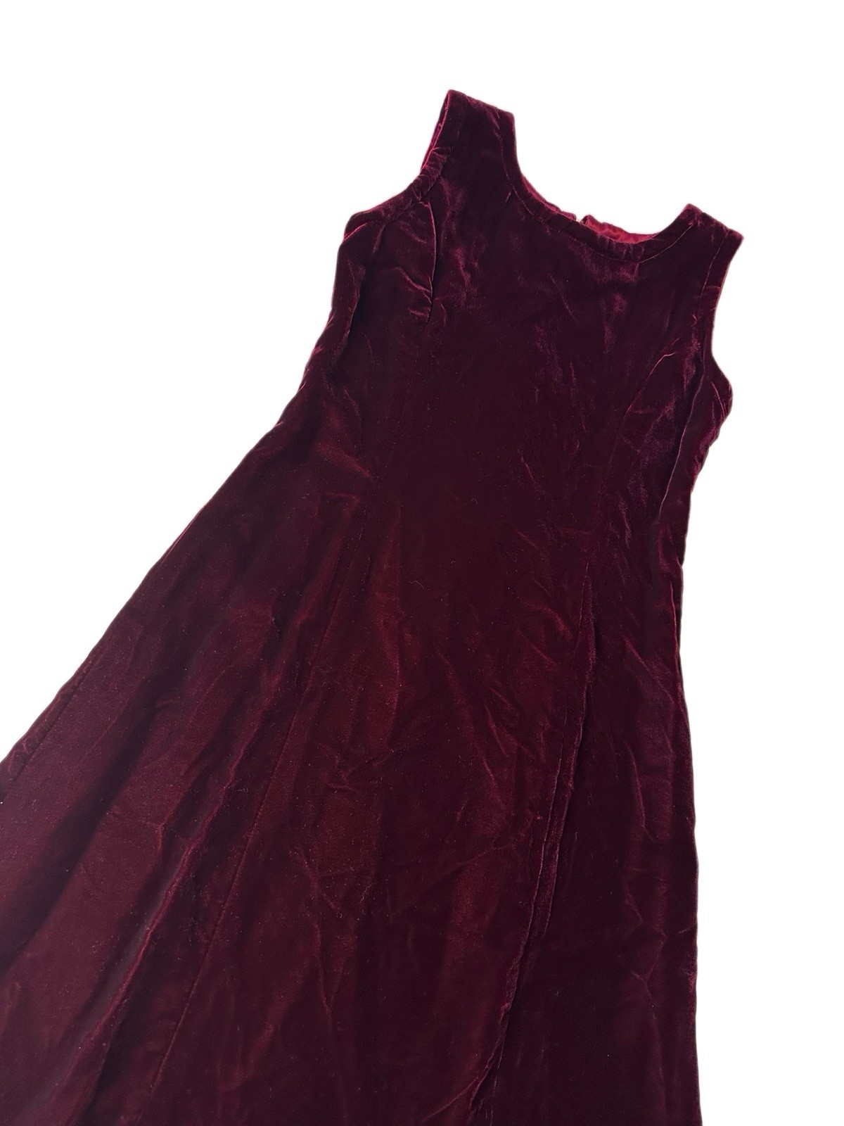 Vintage 90s Handmade Wine Burgundy Red Velvet A-line Dress XS Whimsigoth