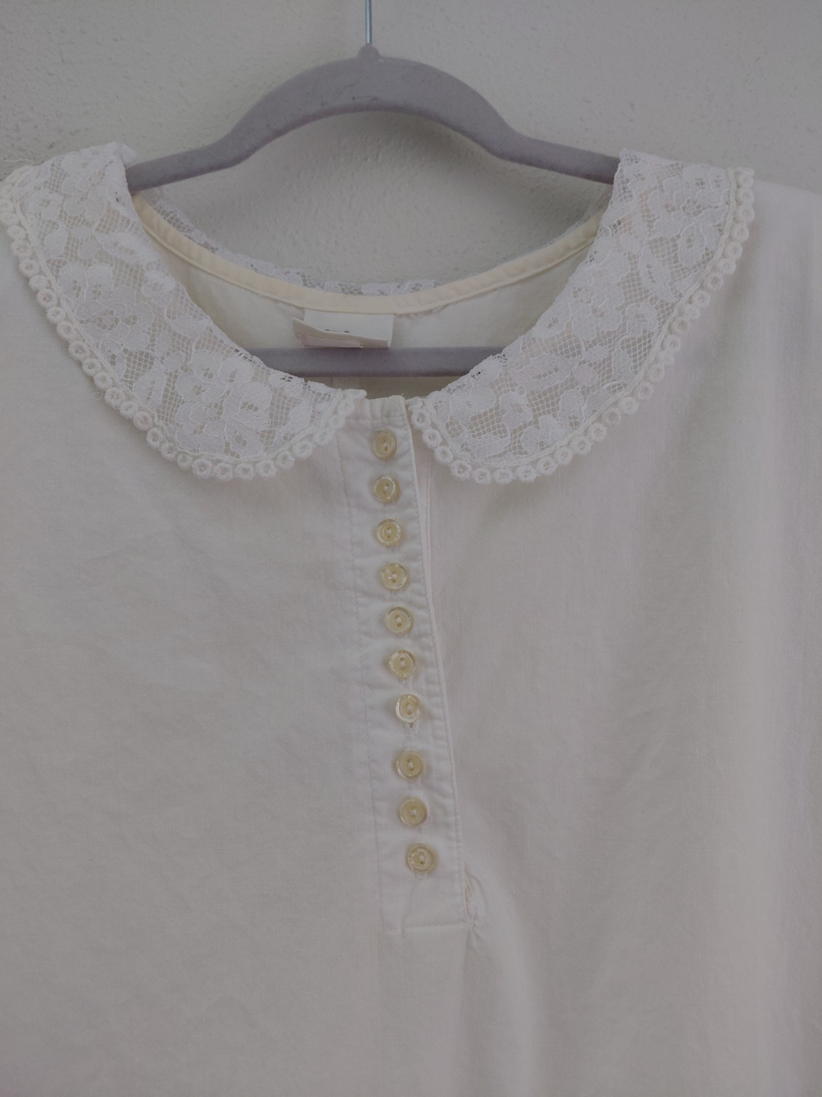 Vintage Victorian Cottage Prairie Style Ivory Cotton Midi Dress Peter Pan USA
