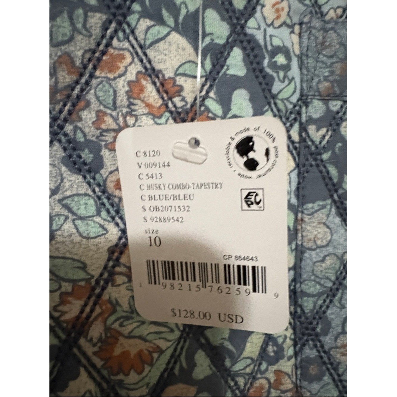 NWT Free People Quilted Floral Mini Skirt in Blue and Cream