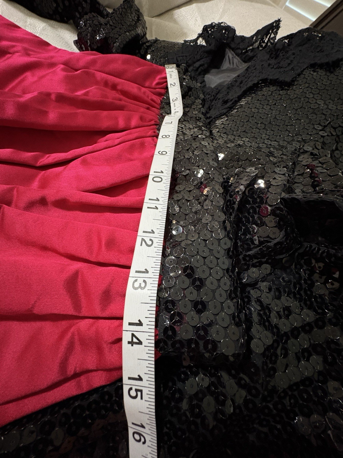 William Pearson Vintage Black Sequin And Red Satin Long Dress Size Small