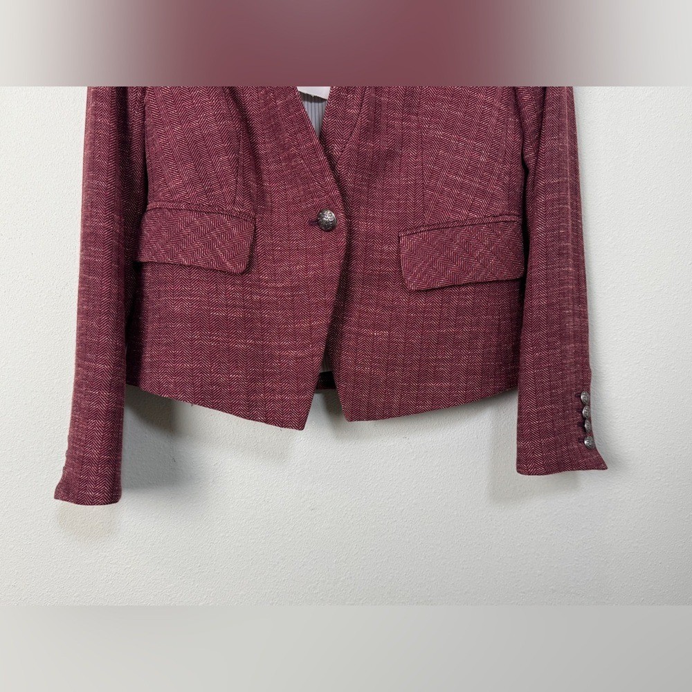NWT Veronica Beard Wool Blend Farley Dickey Jacket Currant Burgundy Size 2