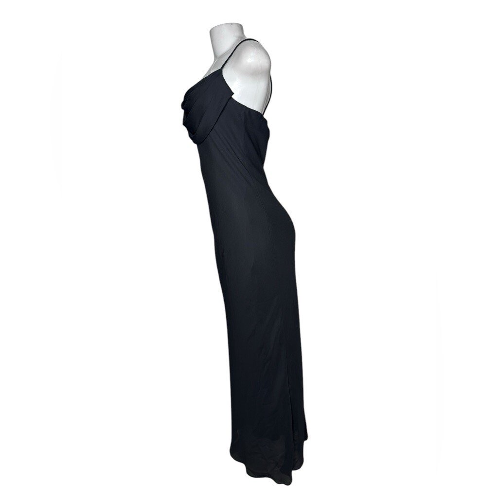 Vintage 90’s Y2K ONYX Nite Black Draped Gown Long Dress | Size 10 | Made in USA