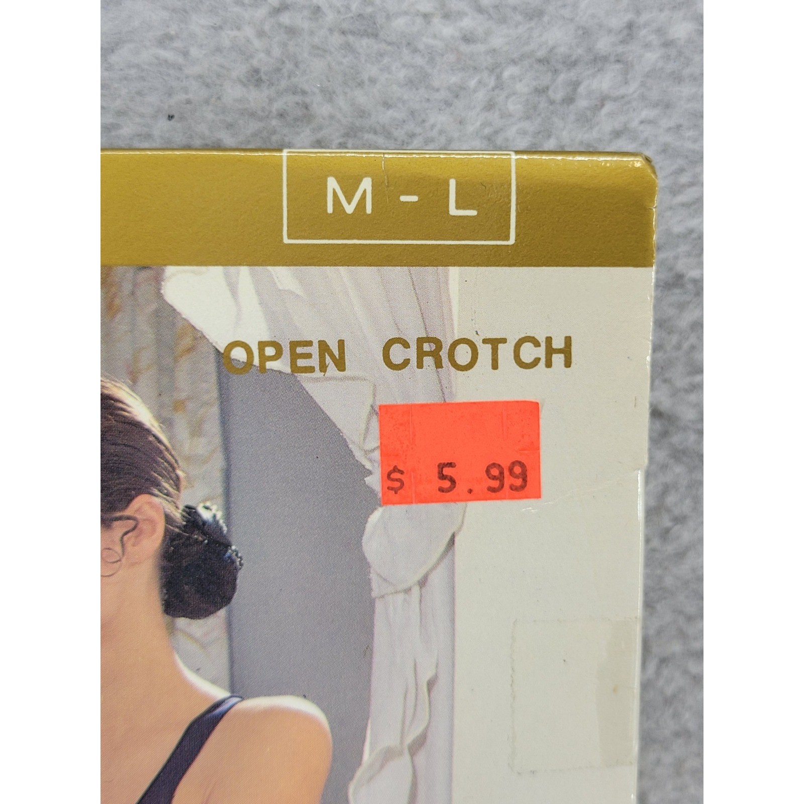 Angelina Vintage Black Open Crotch Body Stocking B3006 One Size M-L 100% Nylon