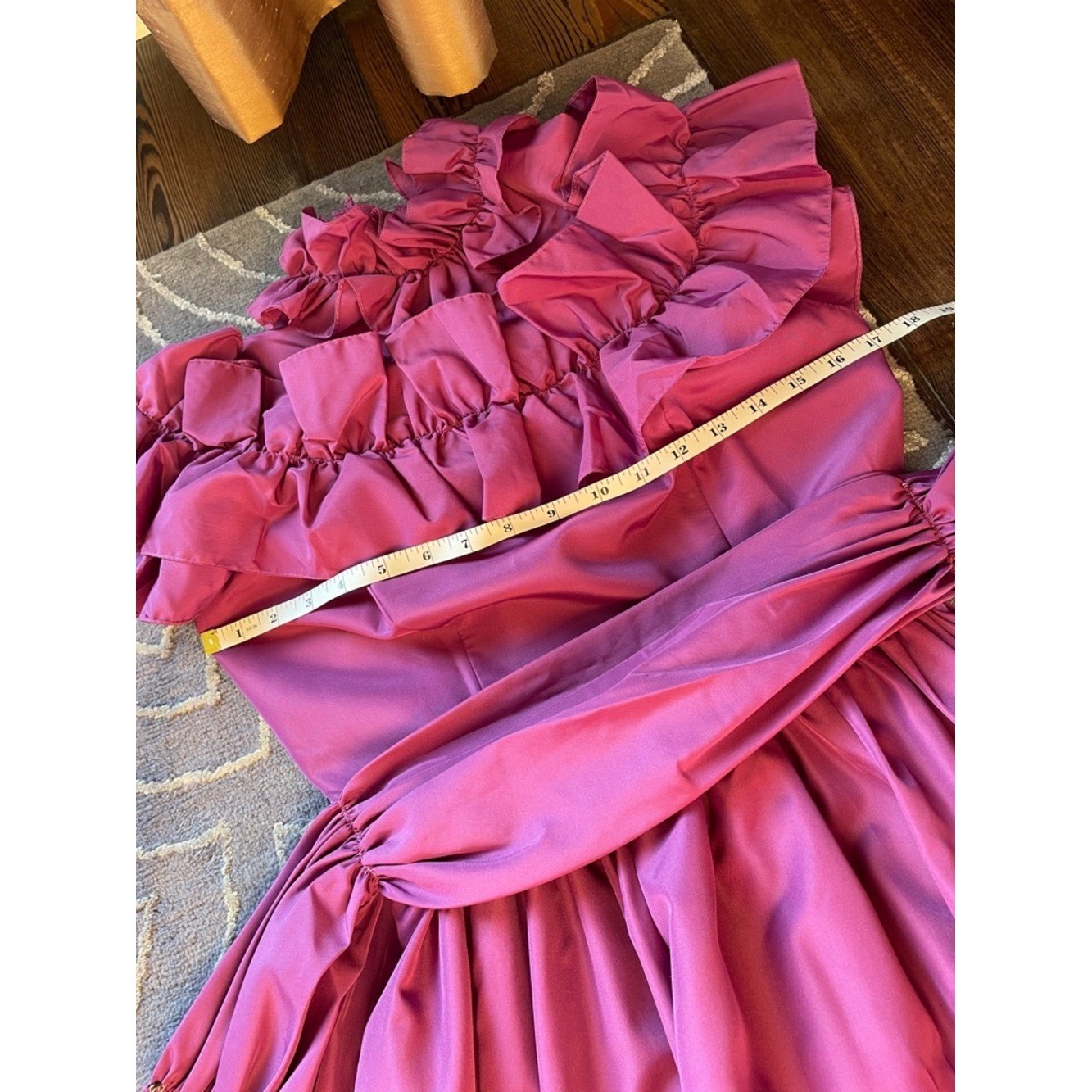 Vintage Handmade Ruffled Maxi Dress Magenta Full Skirt Size 4