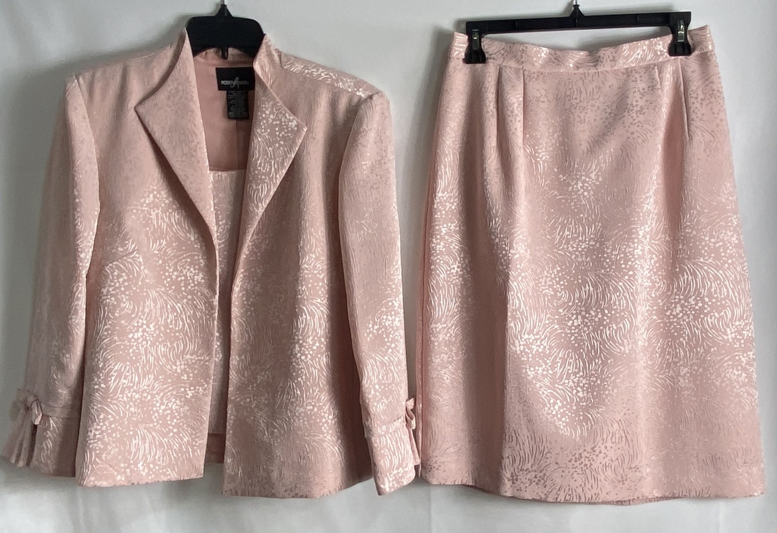 Positive Attitude Women’s Vintage 90s 3 Piece Pink Jacquard Suit Set Sz 12