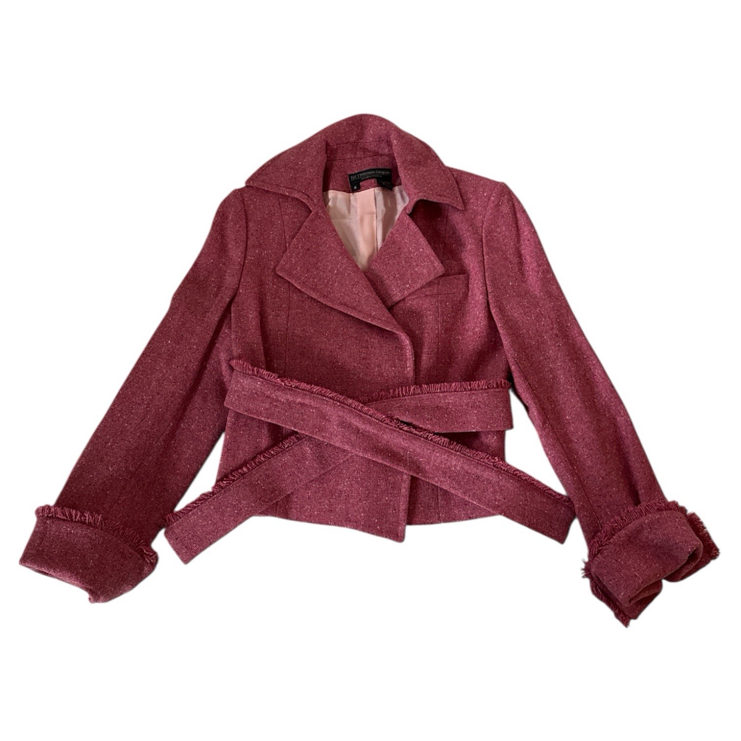 Vintage The J Peterman Company 100% Wool Pink Button Tie Y2K Jacket Women’s S