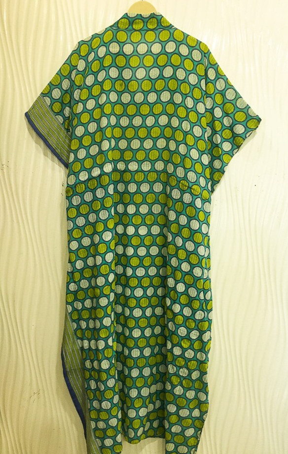 Vintage Sari Kaftan / Pure Cotton Long Maxi Dress / Luxury Resort Wear CFN1202