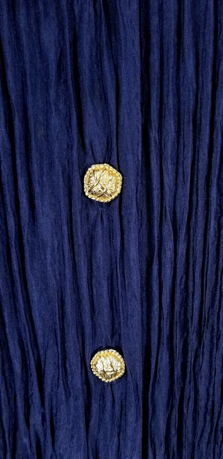 Vintage Ruth Norman Jacket Size L Womens Navy Blue Crinkle Decorative Buttons