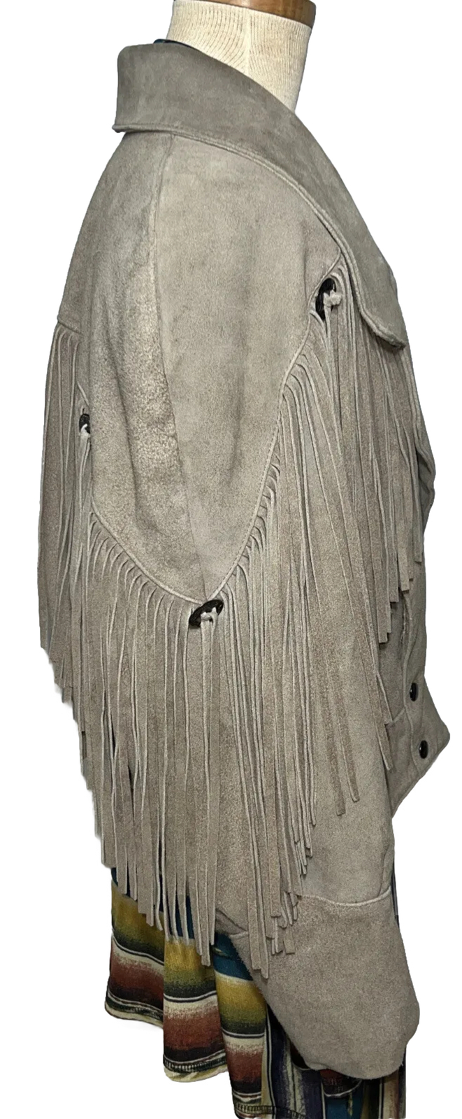 Sky Blue Waters Size L Fringe Jacket Vintage 80’s Biker Suede Western