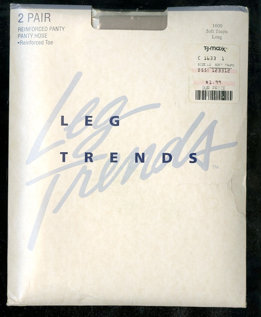 Vintage Leg Trends Pantyhose Reinforced Toe 1600 Soft Taupe Size Long 2 Pair pk