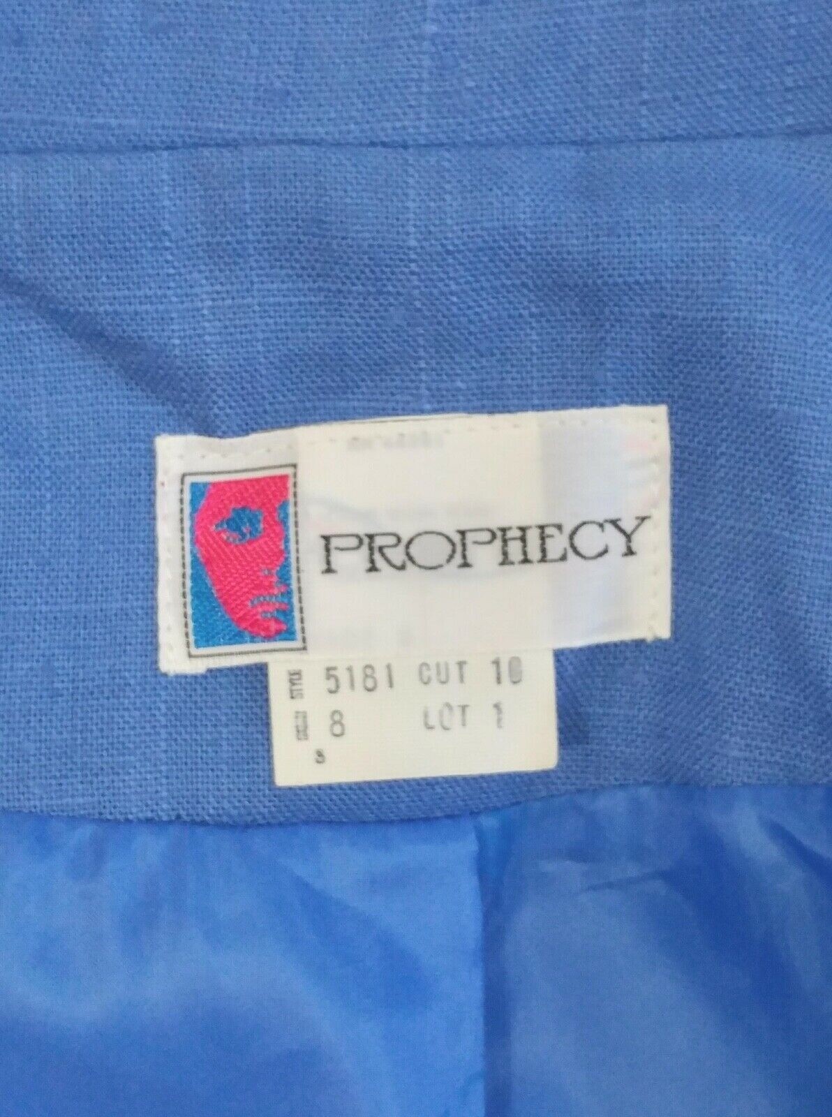 Vintage 1980s Prophecy One-Button Blazer, French Blue Linen-Like, Fully Lined, 8