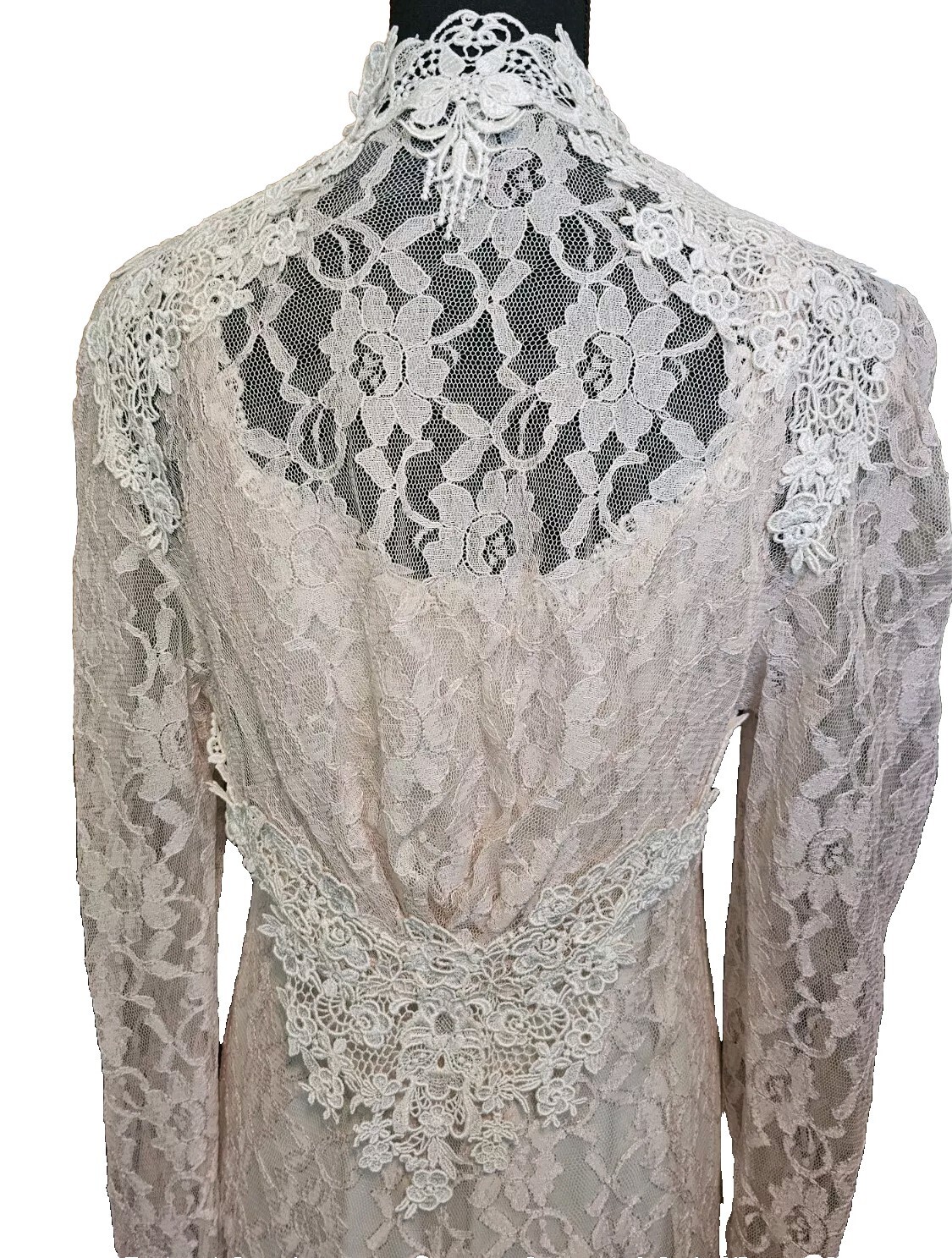 Margot Lea Peach Lace Dress And Bolero Jacket Satin Lining Size Medium Vintage