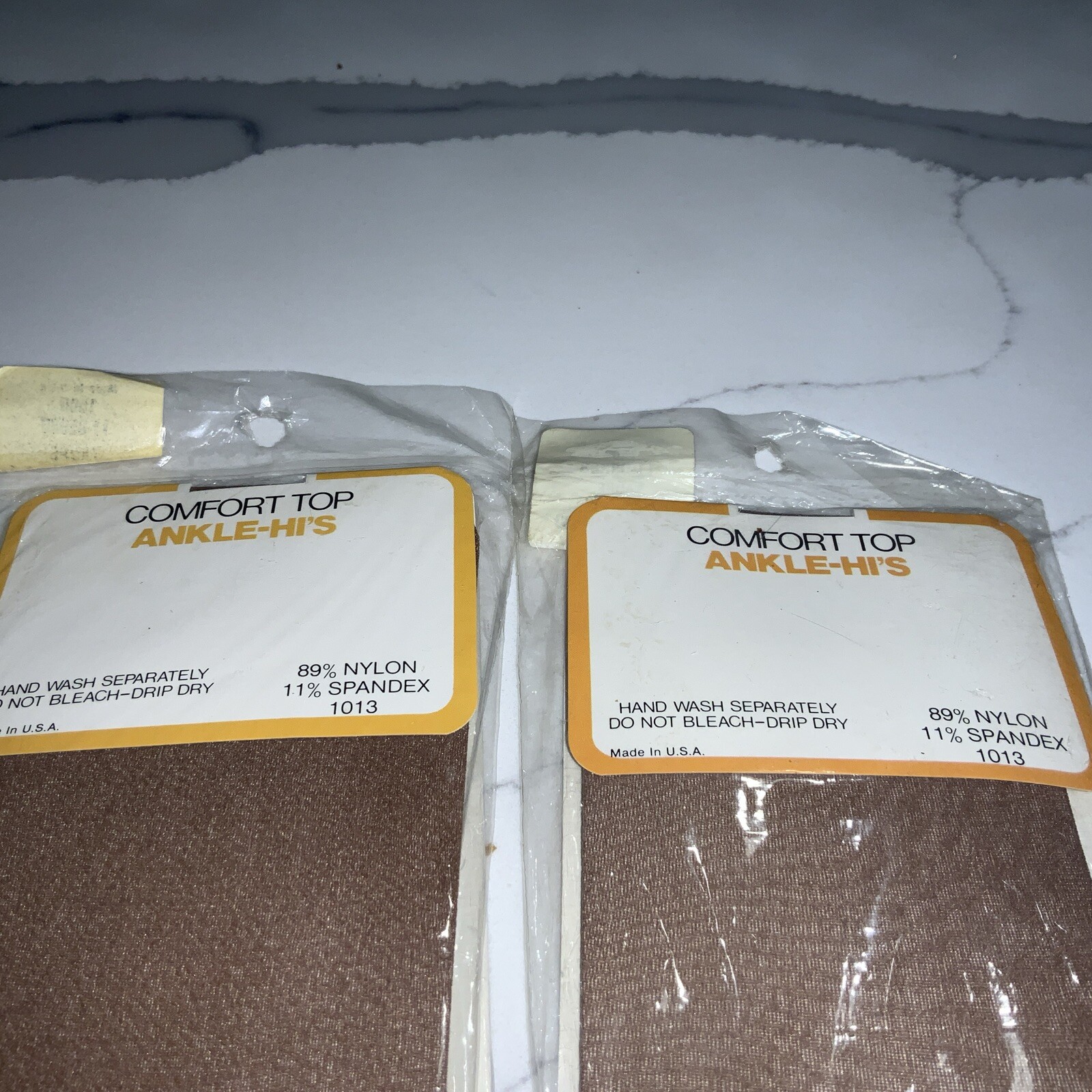 Lot of 2 Packages of 2 Pairs Vintage Comfort Top Taupe Ankle-Hi’s – 8-1/2-11 USA