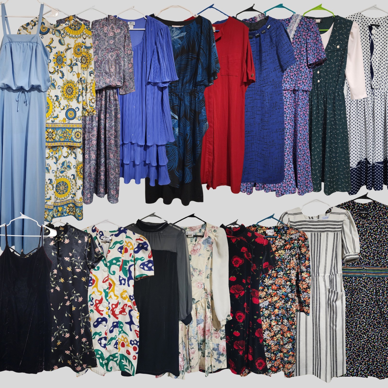 Womens Lot Of 19 Vtg Dresses 60s 70s 80s 90s Novelty Print Floral Jumpsuit Y2k