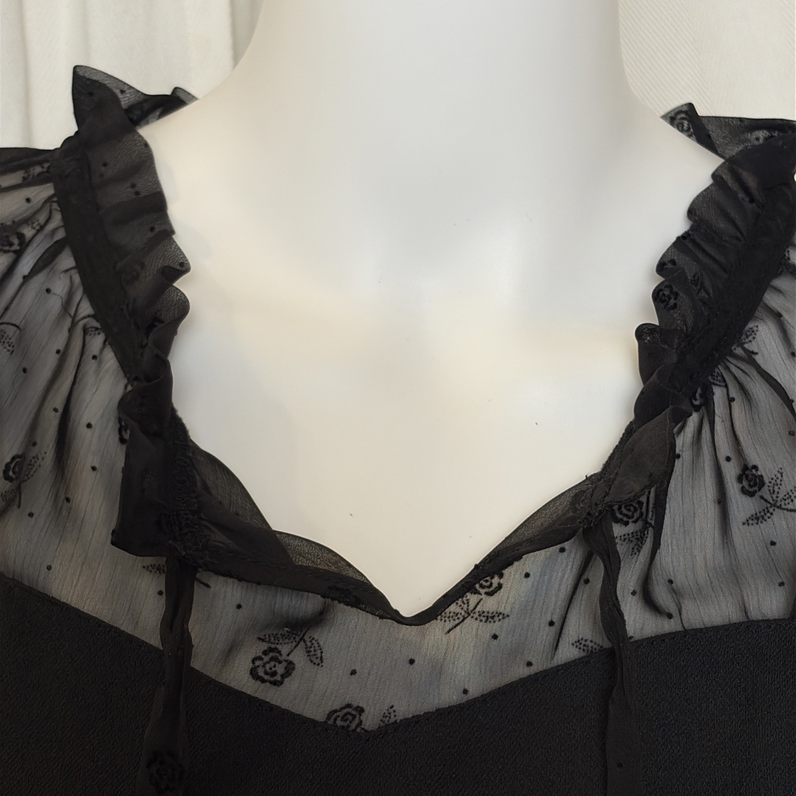 VTG 90s Y2K CC Club Korean Goth Mod Black Lace Cocktail Party Mini Dress M/L