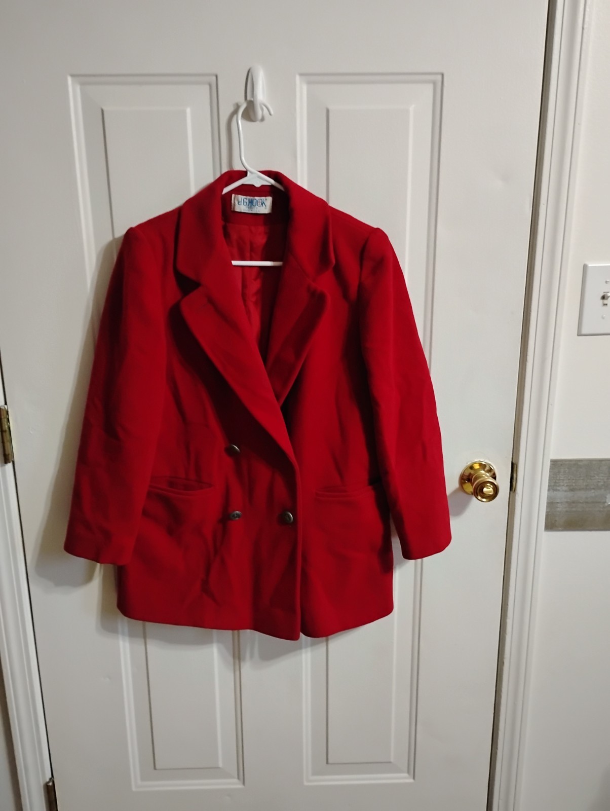 Women’s Vintage Wool JG Hook Wool Red Coat Size Large P Made In US Union Made