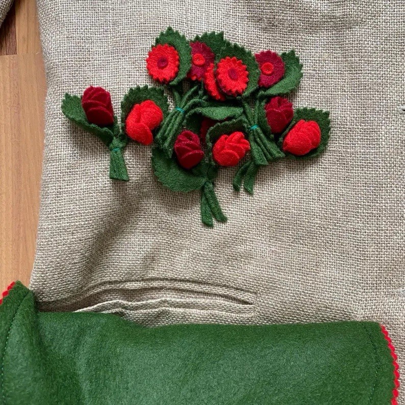 1980s Vintage Linen Blazer Novelty Bavarian Folk Trachten Jacket Retro EU 40