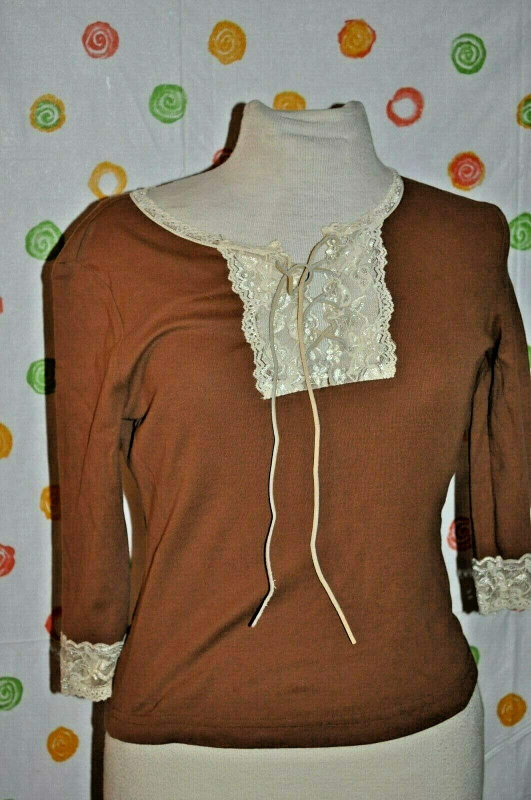VINTAGE 2 pc Women`s M STUDIO Leather Knit Sweater VEST & Brown BOHO Hippie TOP