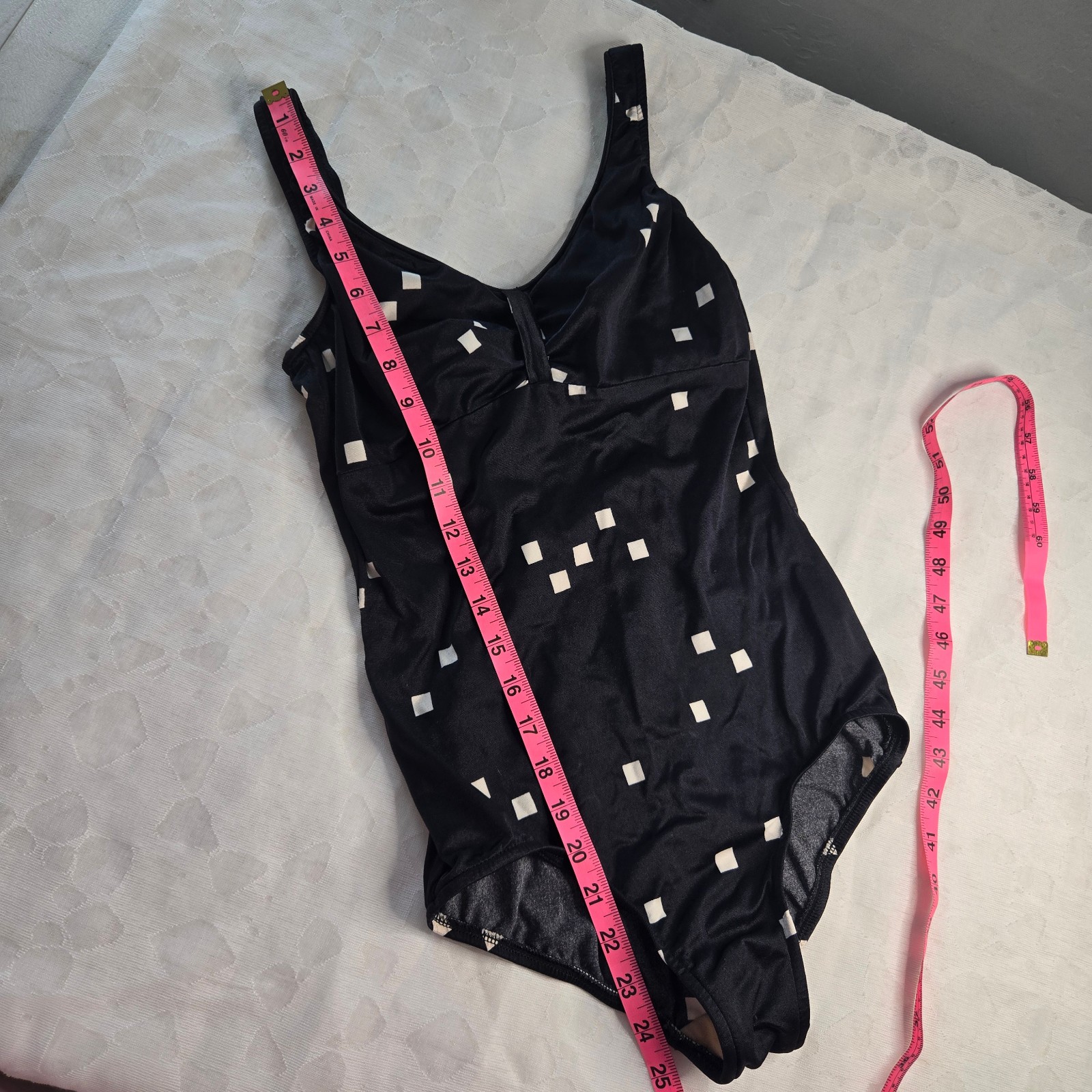 Vintage 70s/80s Maxine of Hollywood Black & White Squares One Piece Swimsuit