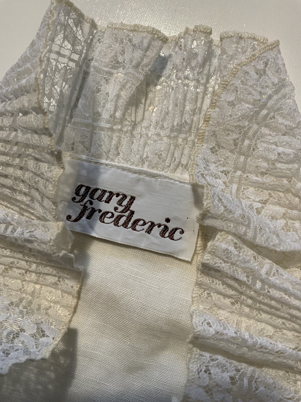 VTG Gary Frederic Cottage Core Victorian Style Lace Double Breasted Button Shirt