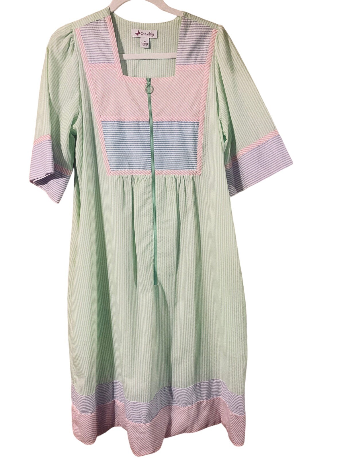 Go Softly April Robes Multi-Colored Pastel Patio Nightgown Country MEDIUM EUC
