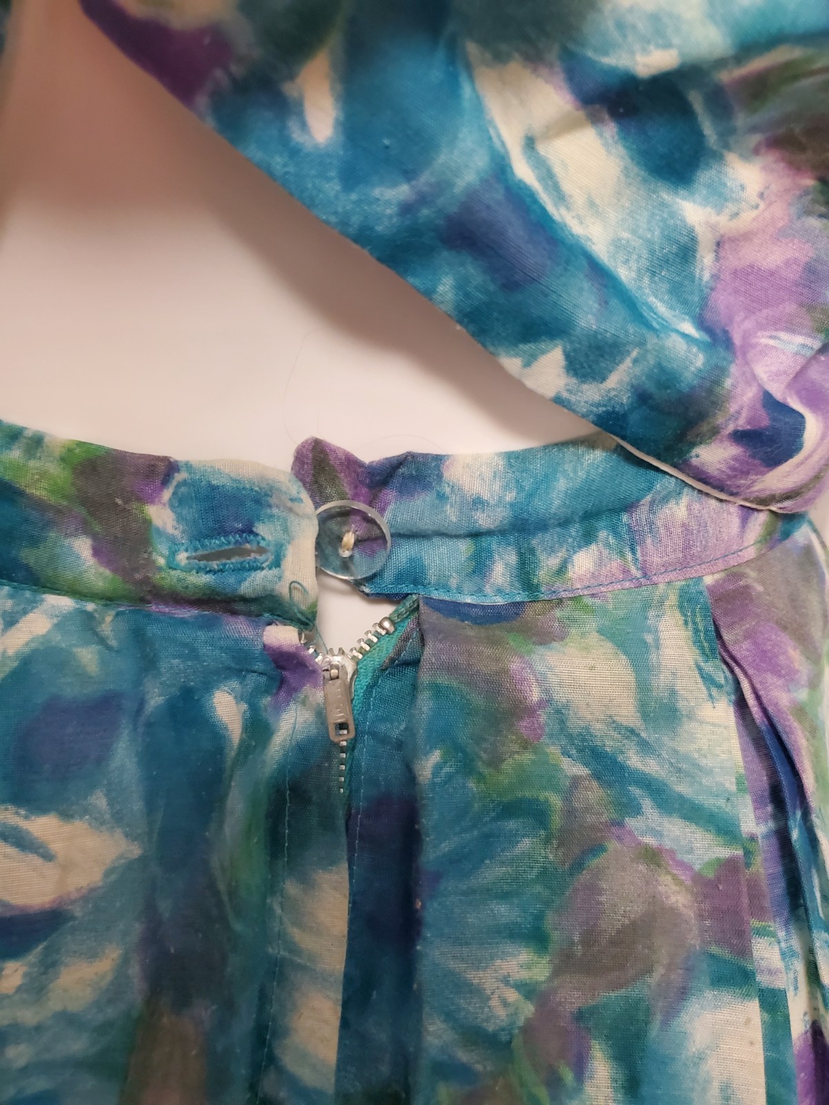 VTG 50s 60s Skirt Button Up Back Top 2 Pc Set Floral Beach Playsuit XS Sundress