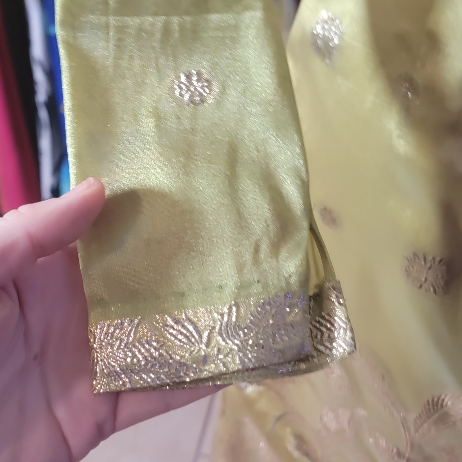 Vintage Lilli Diamond Pants & Dress Set Green & Gold Brocade