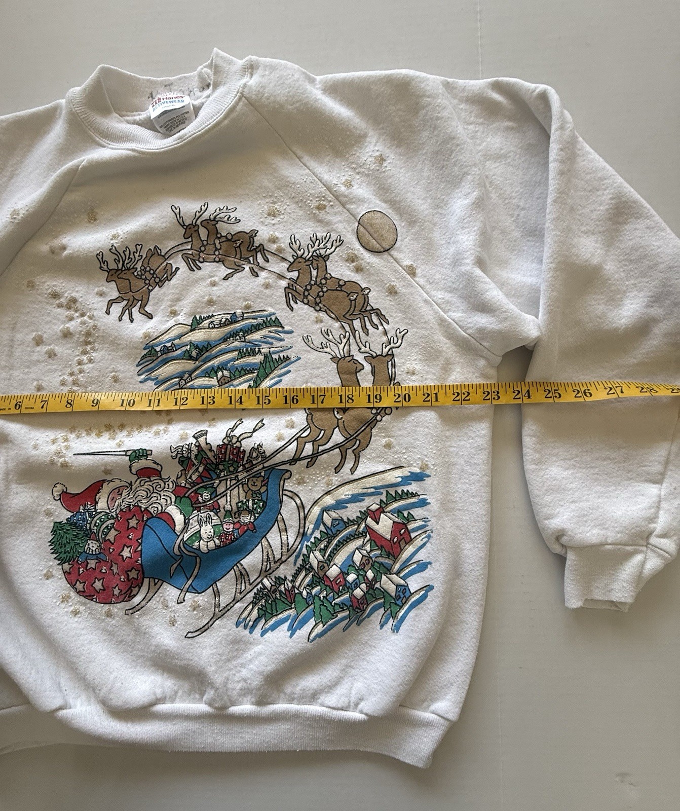 Vintage 80’s Holiday Time XL Santa And Reindeer Long Sleeved Sweatshirt Grandma