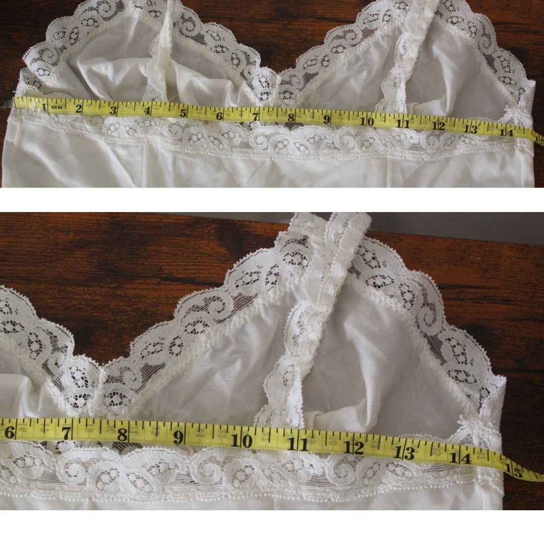 Vintage Ivory Midi Slip Dress Lace Trim lingerie Style Size 36 Y2K Minimalist