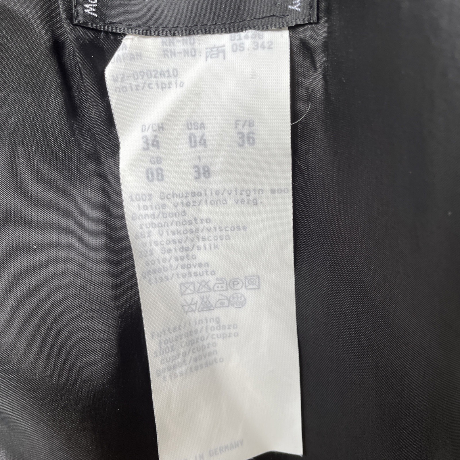 VNTG Rena Lange Structured Black Wool & Silk Blazer Jacket US4/ FR36/ GB08