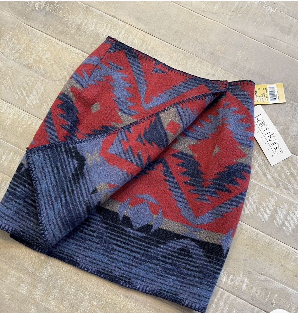 NEW OLD STOCK Vintage 90’s Wool Blend Southwestern Aztec Wrap Skirt Small Petite