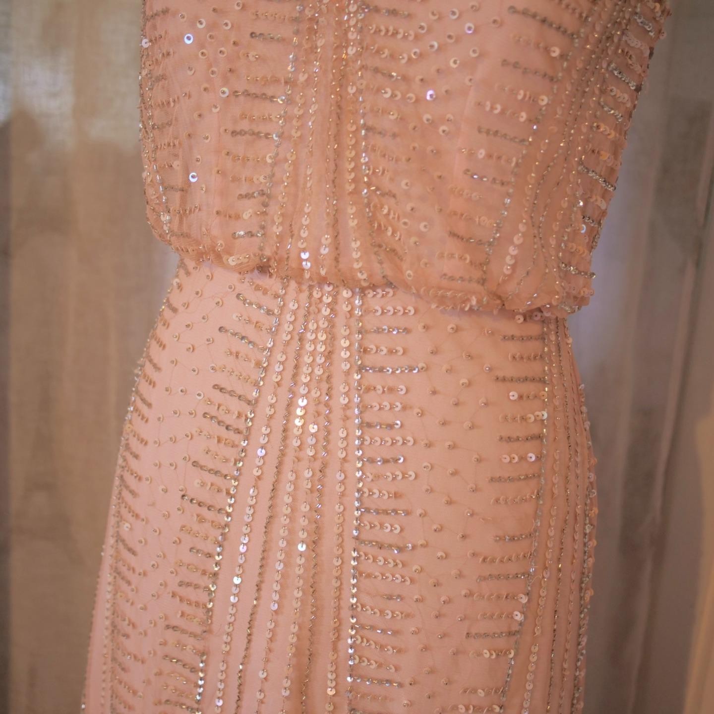 vtg 90s CACHE Y2K Pink Sequins Beaded Mermaid Maxi Dress Whimsigoth Fairycore 2