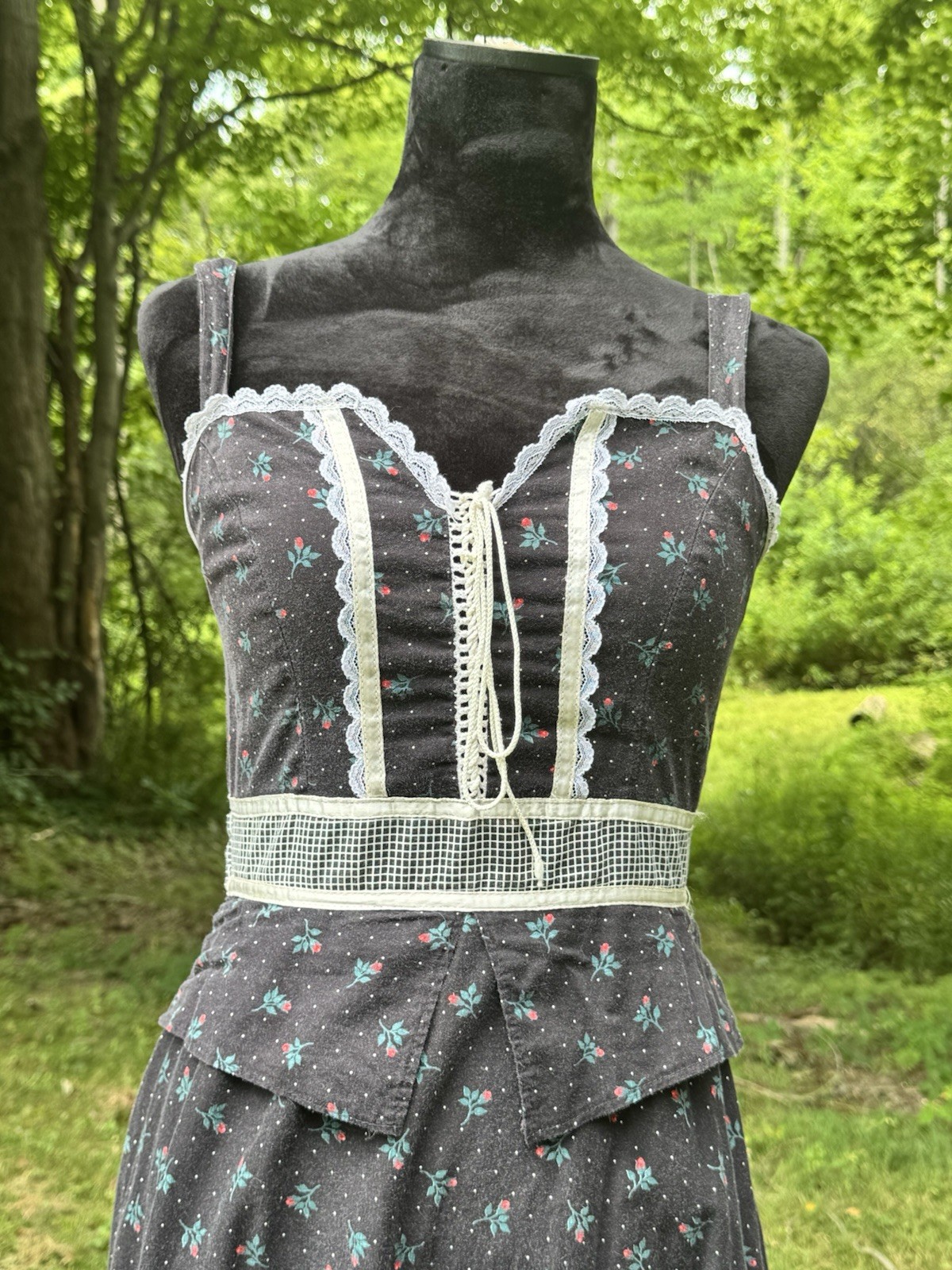 Gunne Sax by Jessica San Francisco black dress Corset Sundress Size 9