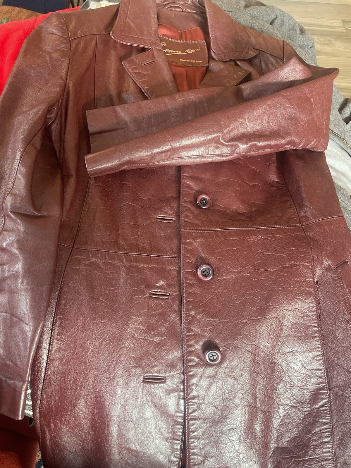 Vintage Etienne Aigner 100% Genuine Leather Burgundy Jacket