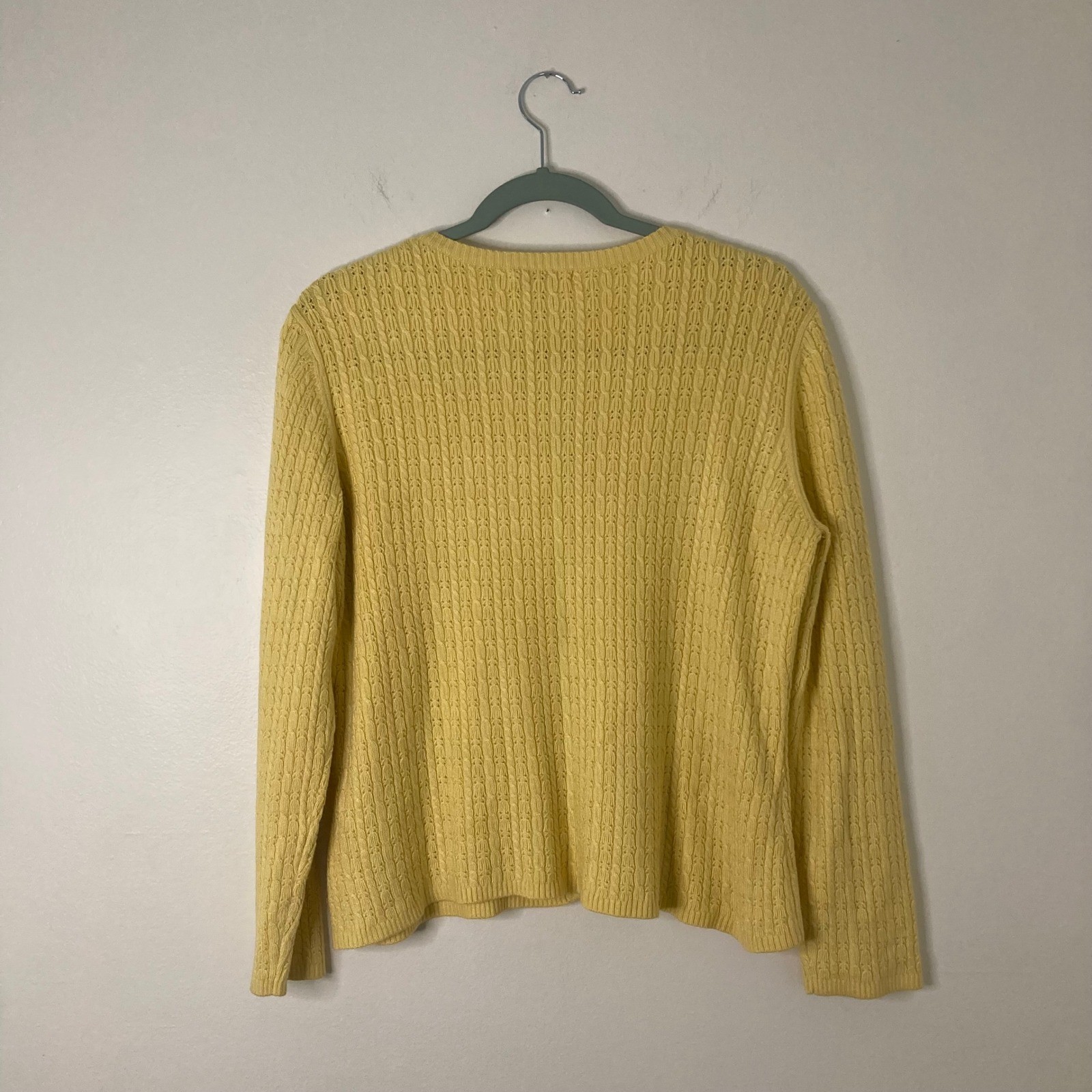 Vintage Petite Sophisticate Yellow Cable Knit Cardigan Sweater Coastal Large