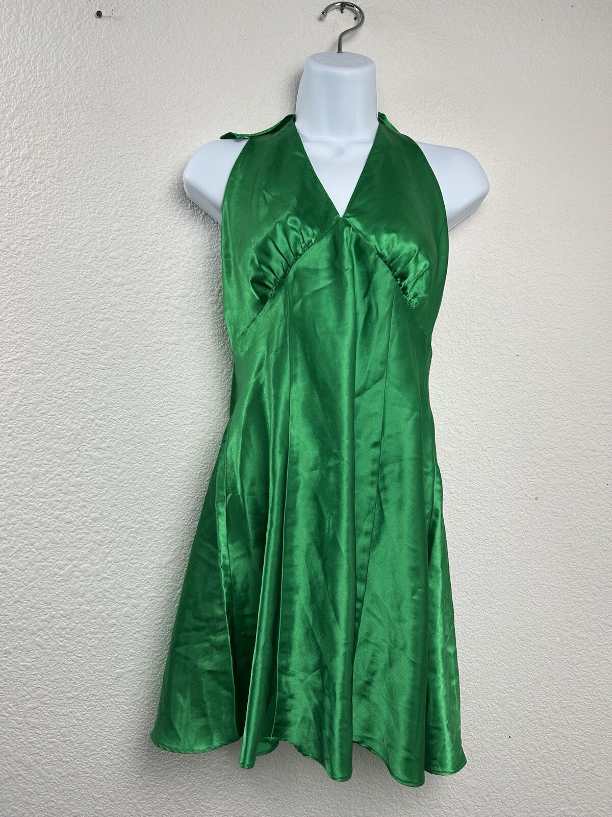 Sexy Vintage Fredericks of Hollywood Green Halter Dress Body-Con Small